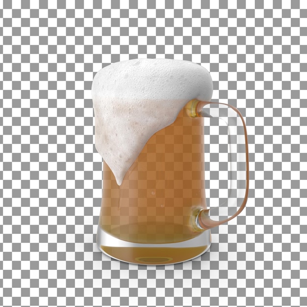 PSD Ícone de caneca de cerveja psd 3d em fundo isolado e transparente