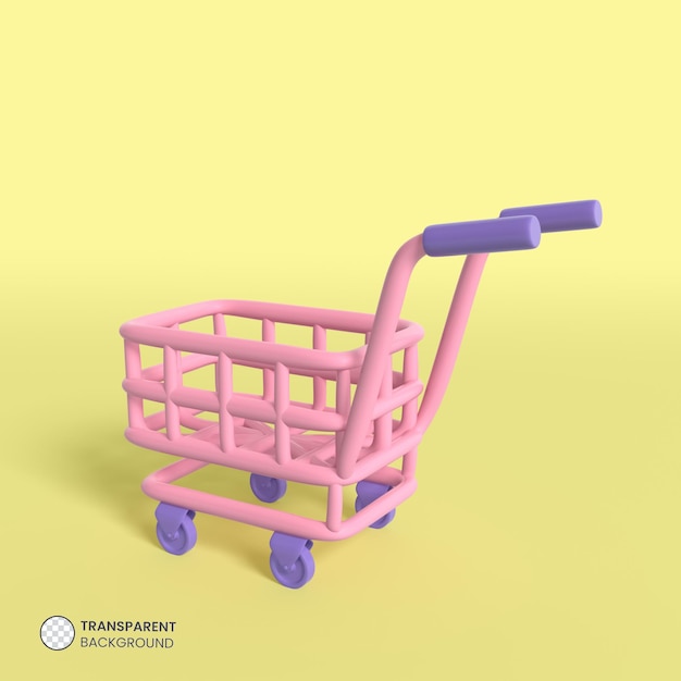 PSD Ícone de carrinho de compras isolado 3d render ilustração