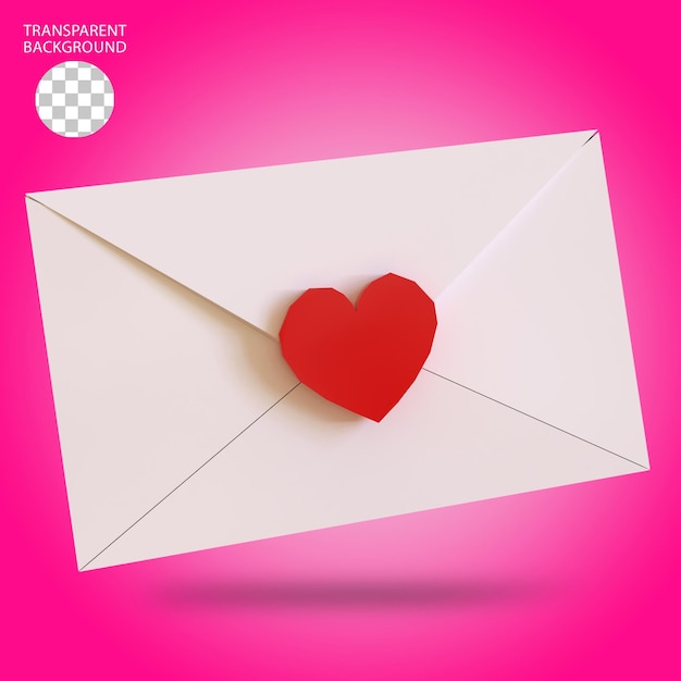 PSD Ícone de carta de amor isolado ilustração renderizada em 3d