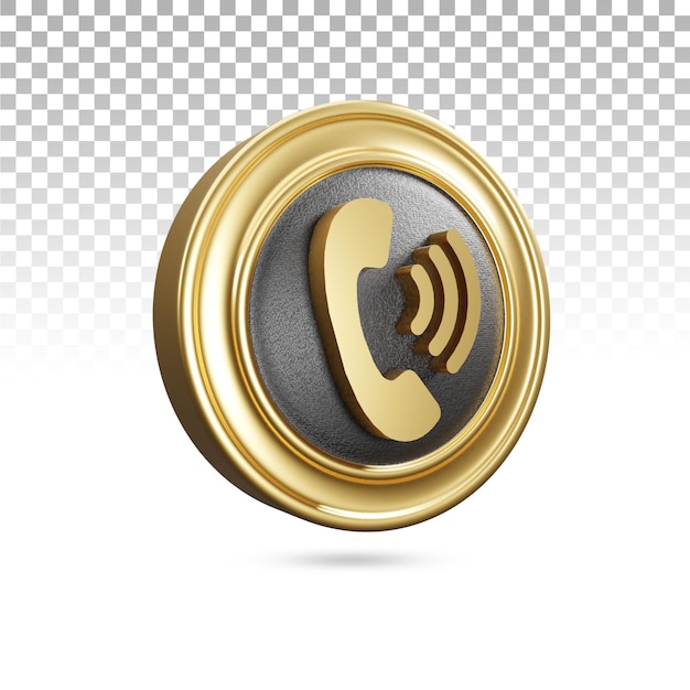 Ícone de chamada dourada em renderização 3d