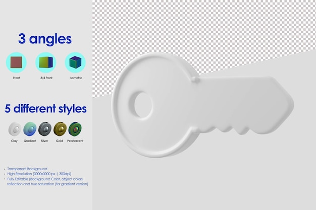 PSD Ícone de chave 3d