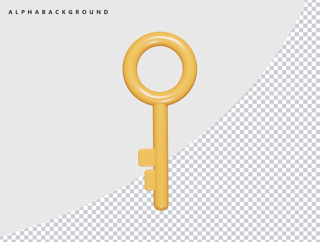 Ícone de chave Ilustração de renderização 3D