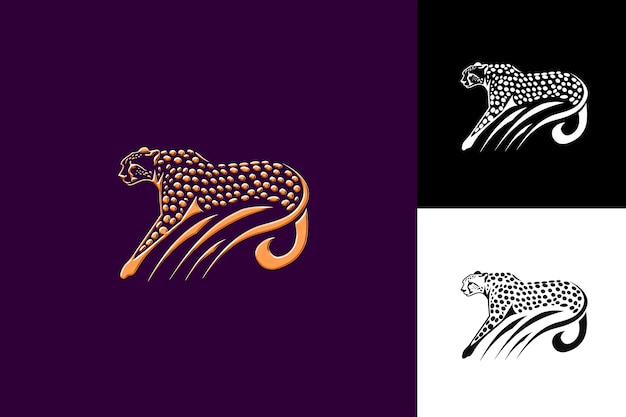 Ícone de Cheetah Manchas manchadas com velocidade como fronteira Ilustração de Chee ágil Design de arte vetorial animal