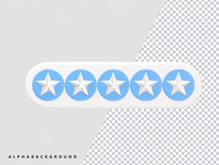 PSD ícone de classificação de estrelas 3d render elemento psd