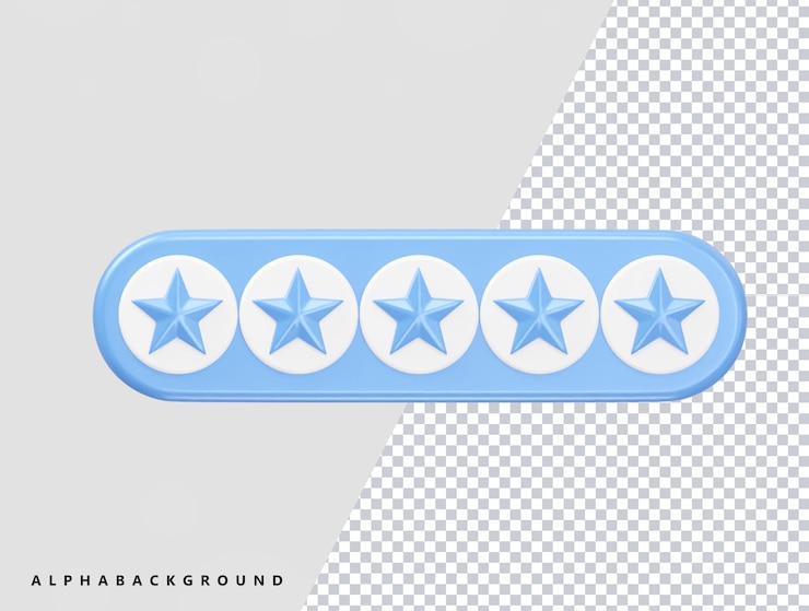 PSD ícone de classificação de estrelas 3d render elemento psd