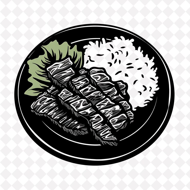 PSD ícone de comida bulgogi com um prato de carne marinada em fatias finas ilustração de design vetorial de alimentos