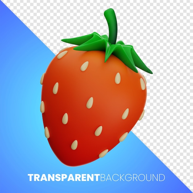 Ícone de comida de morango premium renderização em 3d em alta resolução de fundo transparente png