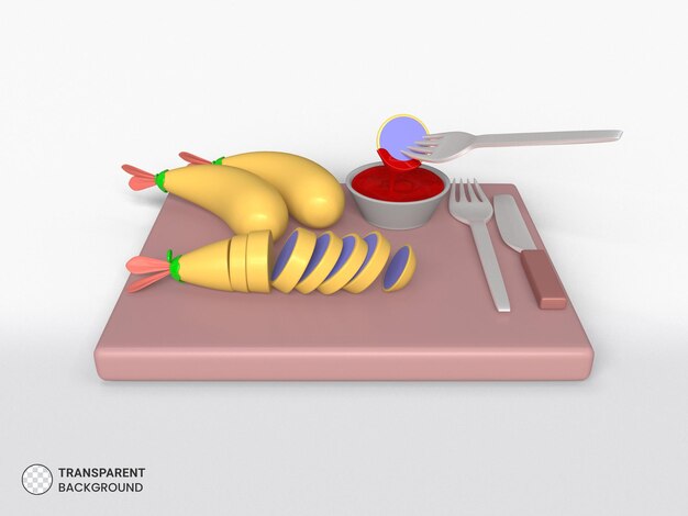 PSD Ícone de comida tradicional japonesa bento isolado ilustração de renderização 3d