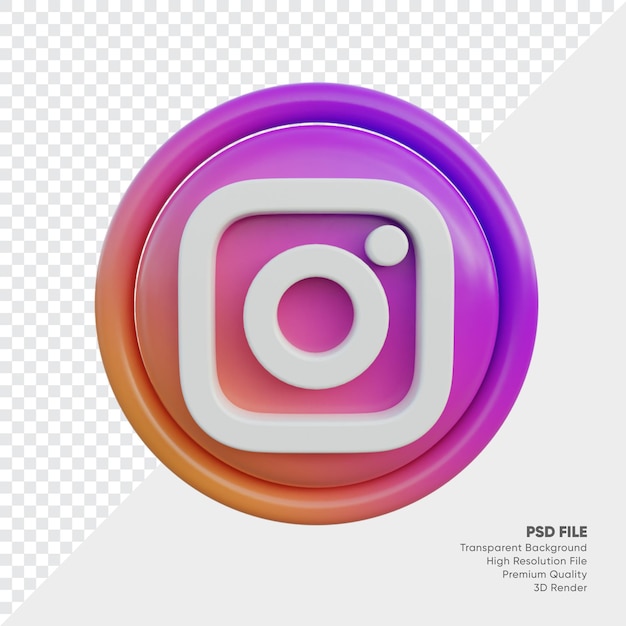 Ícone de conceito de logotipo de estilo 3d do instagram em redondo isolado