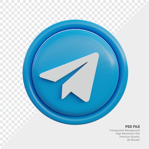 Ícone de conceito de logotipo de estilo 3D do telegrama em redondo isolado