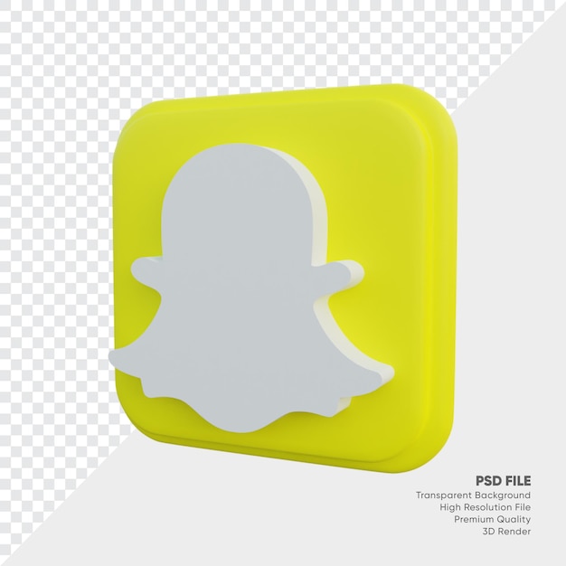 Ícone de conceito de logotipo de estilo 3d isométrico snapschat em quadrado de canto redondo isolado