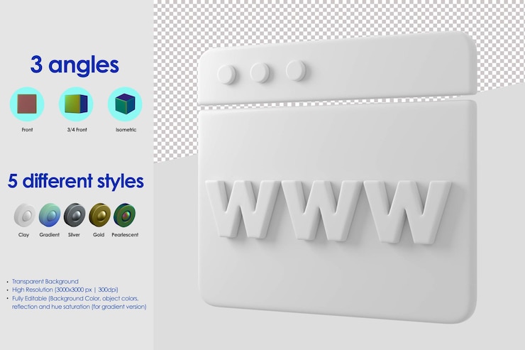 PSD ícone de conceito de site 3d