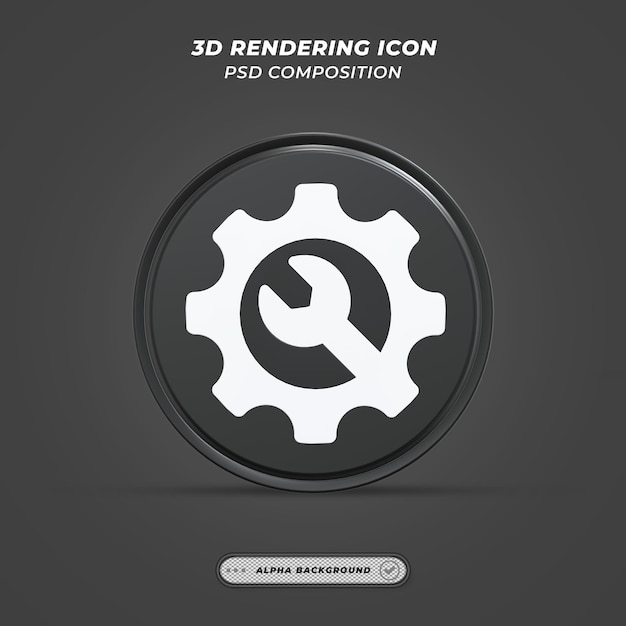 PSD Ícone de configuração na renderização 3d