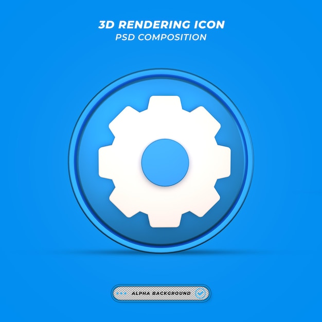 Ícone de configurações na renderização 3d