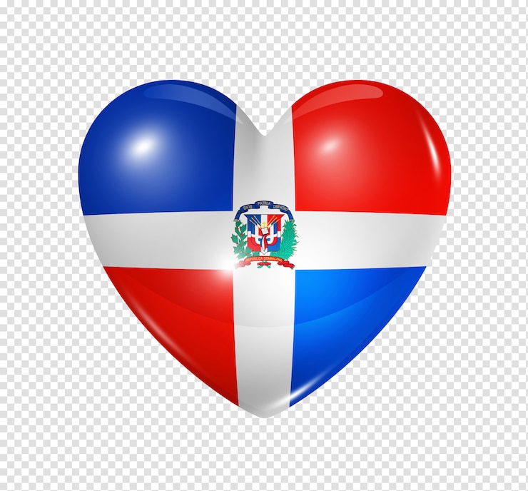 PSD ícone de coração com bandeira da república dominicana