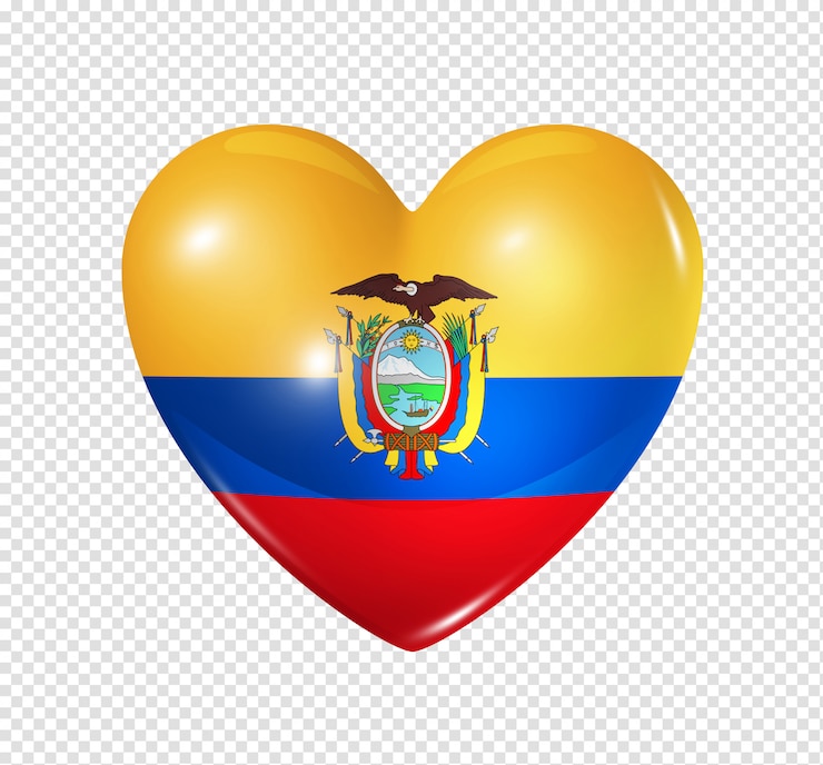PSD ícone de coração com bandeira do equador
