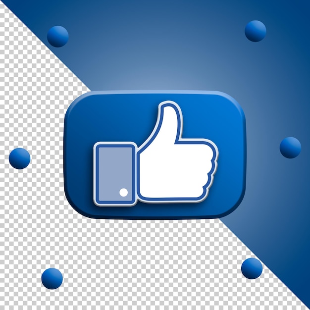 Ícone de curtir do facebook com polegar para cima 3d
