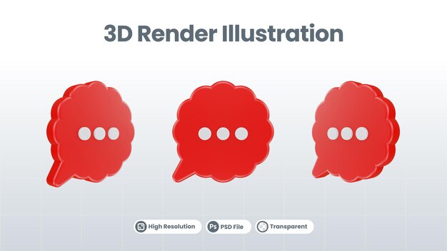 ícone de diálogo de fala de mensagem de bolha de bate-papo 3D ou tipo de comunicação conversa e design plano de ilustração