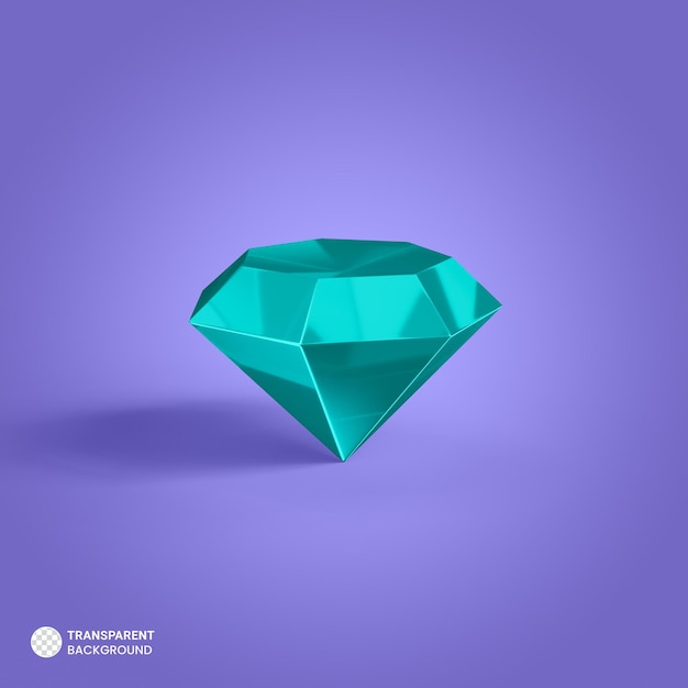 PSD Ícone de diamante de cristal isolado renderização 3d ilustração