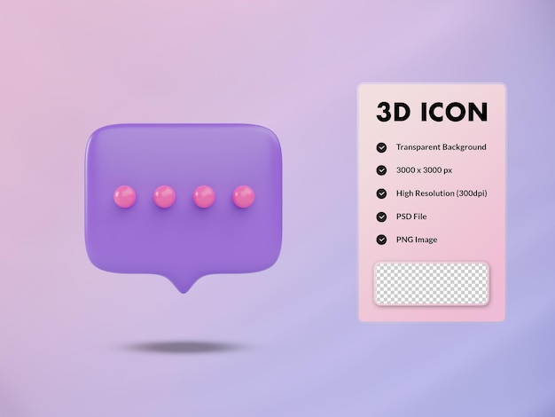ícone de discurso de bolha 3D. ilustração de renderização 3D