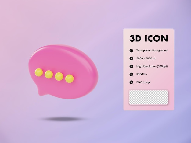 ícone de discurso de bolha 3D. ilustração de renderização 3D