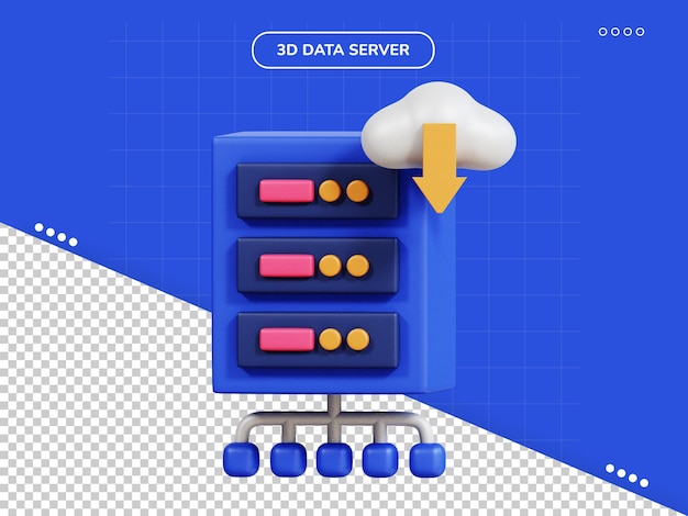 PSD Ícone de download de dados do servidor 3d
