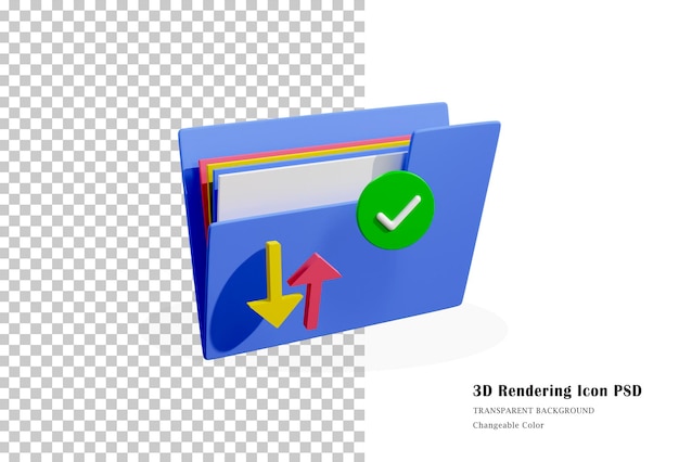 PSD Ícone de download e upload 3d. gerenciador de arquivos, ícone de pasta, renderização 3d de ícone de transferência de dados.