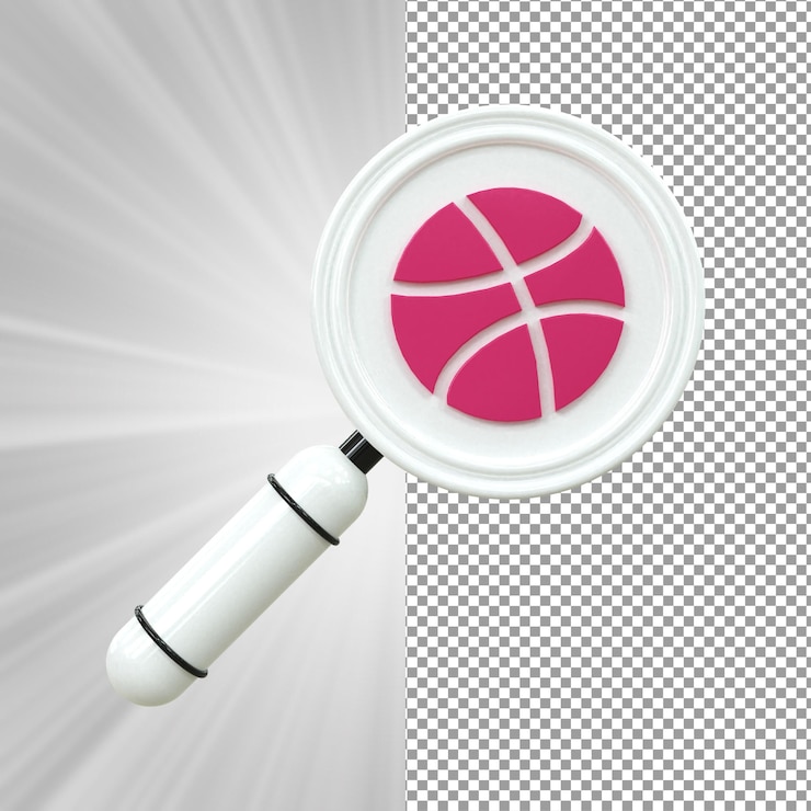 PSD ícone de dribbble conceito 3d de mídia social brilhante colorido