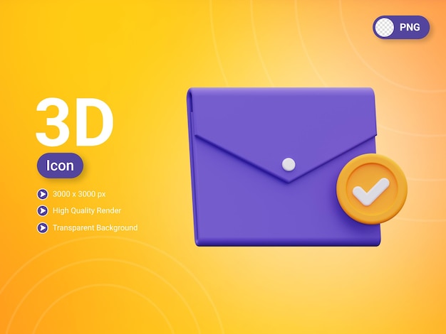 PSD Ícone de e-mail 3d