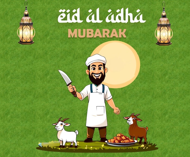 PSD Ícone de eid aladha símbolo de festival islâmico eid mubarak ilustração gráfica de feriado muçulmano