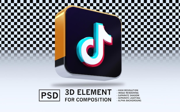 Ícone de elemento de renderização 3d Sosmed tiktok