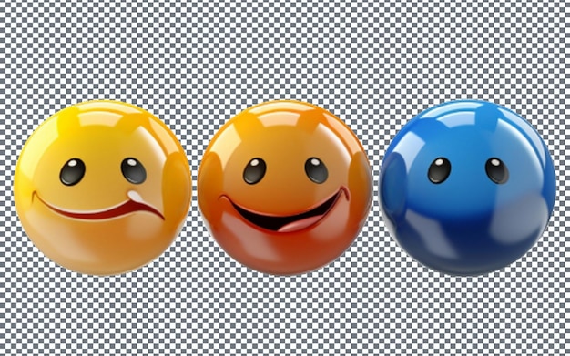 PSD Ícone de emoji de rosto sorridente em ilustração 3d de fundo transparente