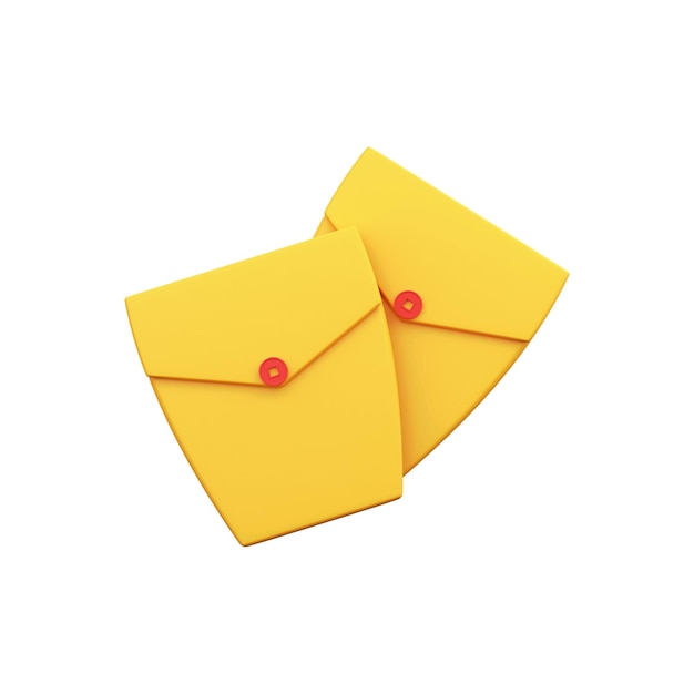 Ícone de envelopes de dinheiro chinês de renderização 3d na cor amarela