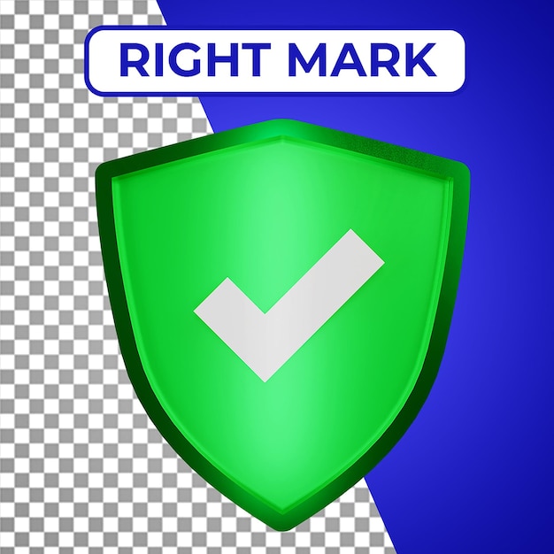 Ícone de escudo 3d realista verificado ou protegido