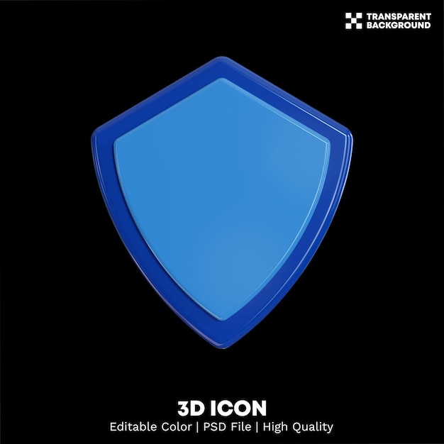 PSD Ícone de escudo de renderização 3d de cores editáveis