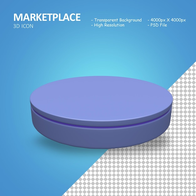 PSD Ícone de estágio de ilustração de renderização 3d para conjunto de mercado