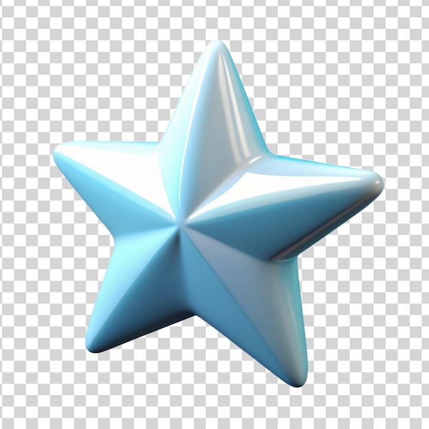 PSD Ícone de estrela 3d com cor azul isolada em fundo transparente