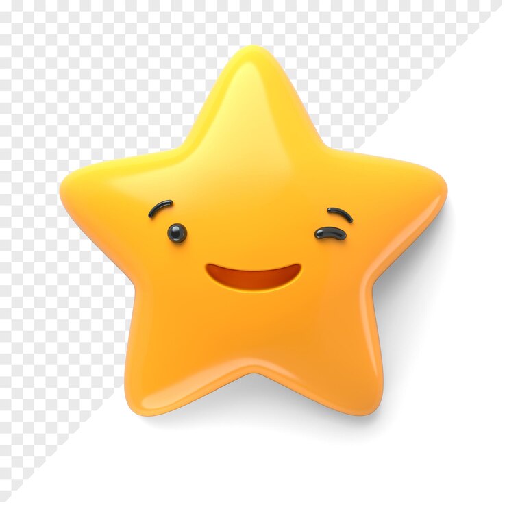 PSD ícone de estrela de personagem com emoção piscando na ilustração de renderização 3d do rosto