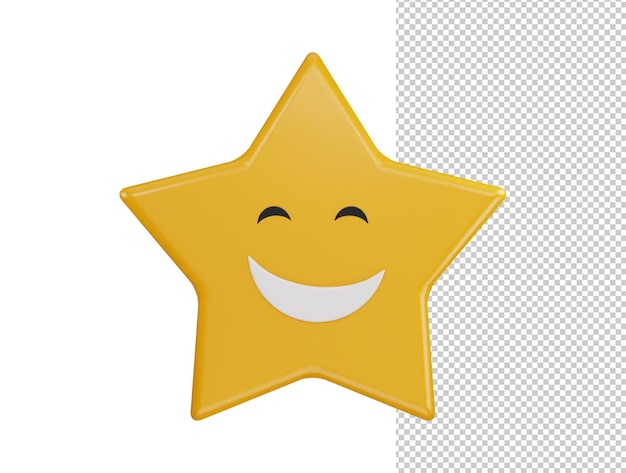 PSD Ícone de estrela sorridente ilustração em vetor renderização 3d