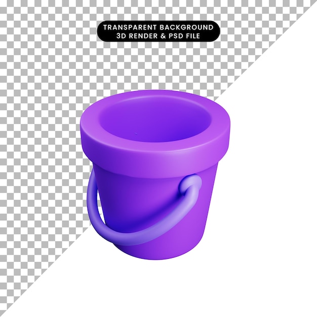 PSD Ícone de férias de ilustração 3d balde de ícone de objeto de renderização 3d