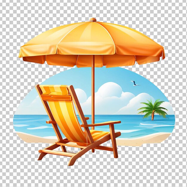 Ícone de férias vetorial realista 3d cama de sol de praia com cadeira de terraço de madeira com guarda-chuva