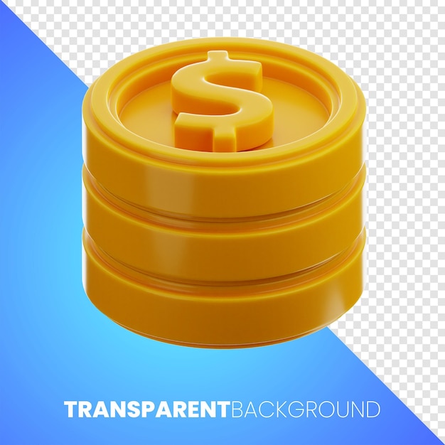 Ícone de finanças de dinheiro de moeda de dólar renderização 3d PNG de alta qualidade em fundo transparente