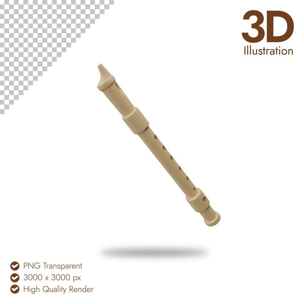 PSD Ícone de flauta 3d