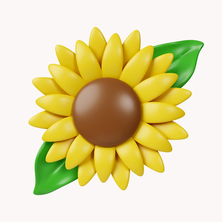 PSD ícone de flores do sol 3d isolado no fundo branco ilustração de renderização 3d traçado de recorte