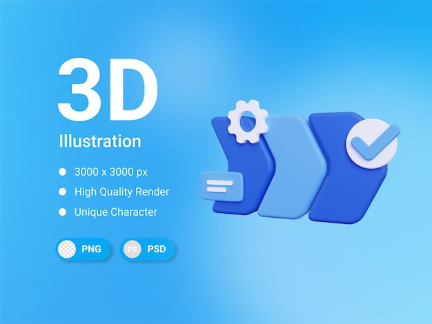 PSD Ícone de fluxo de trabalho 3d