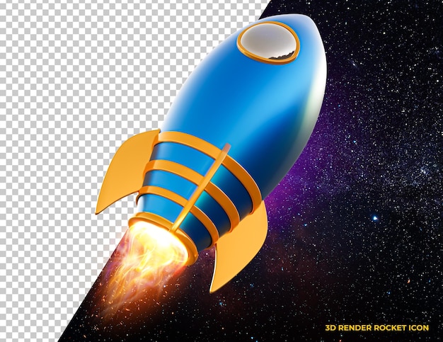 ícone de foguete 3d realista