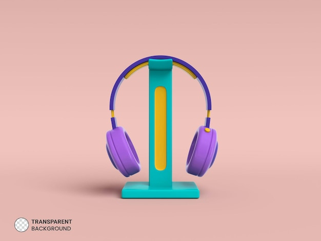 Ícone de fone de ouvido de fone de ouvido isolado renderização 3d ilustração