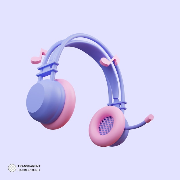 PSD Ícone de fone de ouvido de fone de ouvido isolado renderização 3d ilustração
