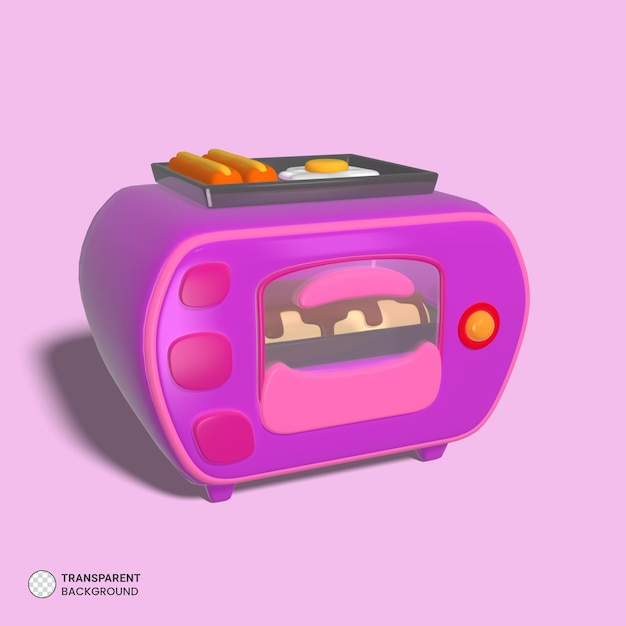 Ícone de forno de microondas isolado ilustração de renderização 3d