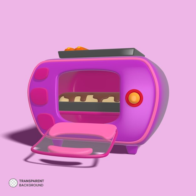 Ícone de forno de microondas isolado ilustração de renderização 3d